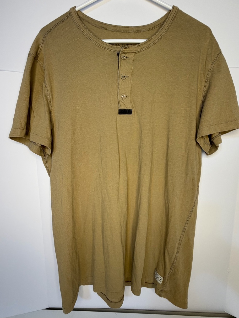 American Eagle Outfitters Short-Sleeve Henley in Olive